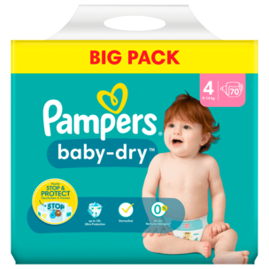 Pampers Baby-Dry Windeln Gr.4 9-14kg Big Pack 70 Stück